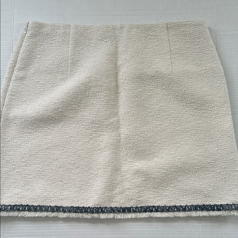 Moncler Cream Tweed Mini Skirt FR 48 XL Cotton Blend Luxury Designer - Picture 3 of 5